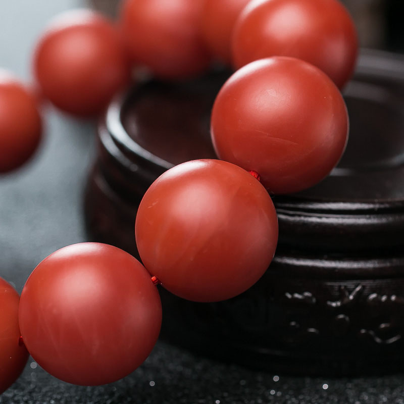 保山天然柿子红南红手串-红掌柜