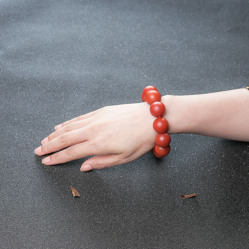 柿子红南红单圈手串-红掌柜