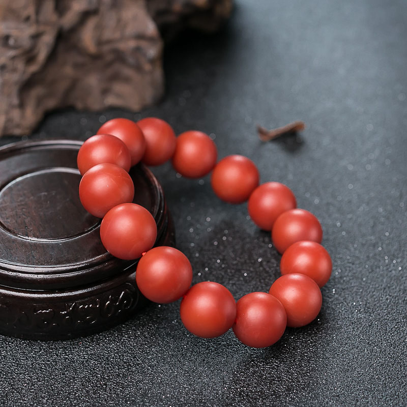 保山柿子红南红单圈手串-红掌柜