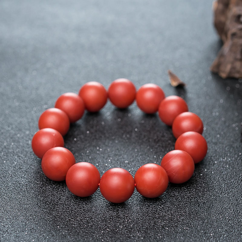 保山天然南红单圈手串-红掌柜