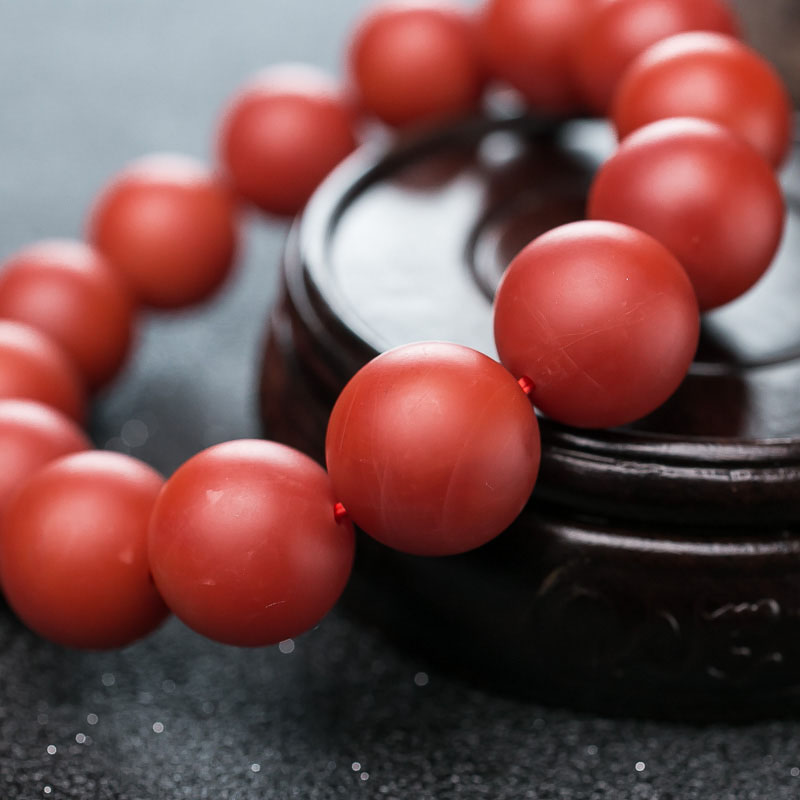 保山天然柿子红南红手串-红掌柜