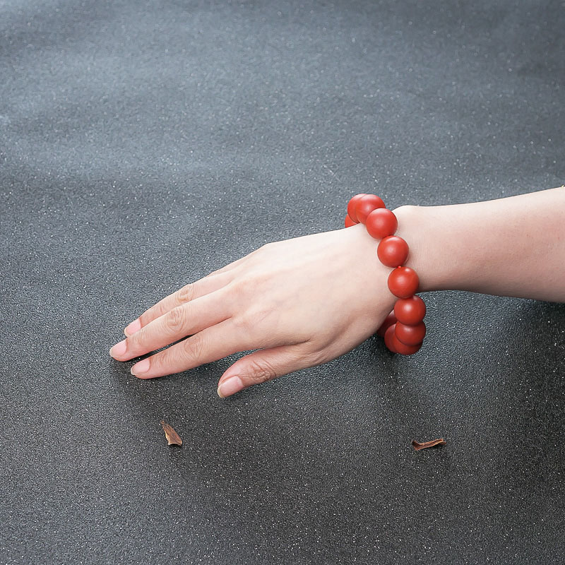 柿子红南红单圈手串-红掌柜