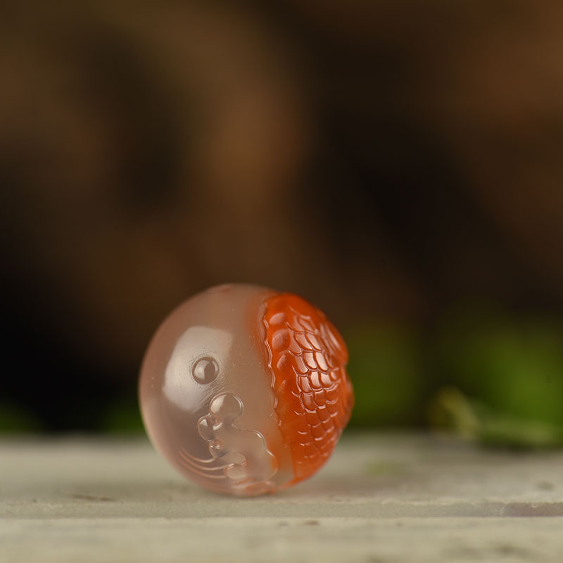 冰飘料南红年年有余圆珠-红掌柜