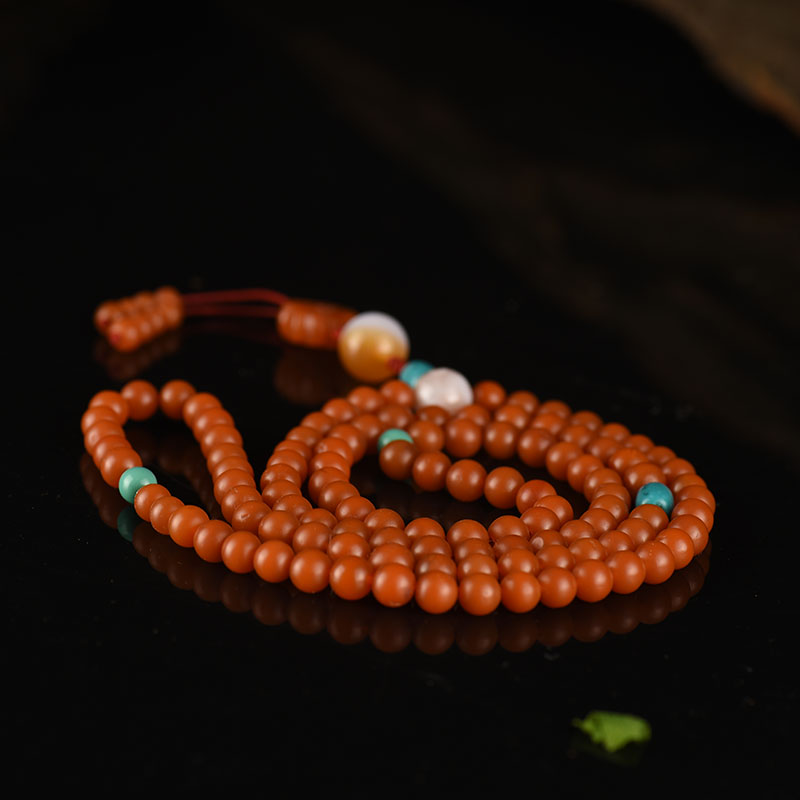 6.6mm柿子红南红多圈手串-红掌柜