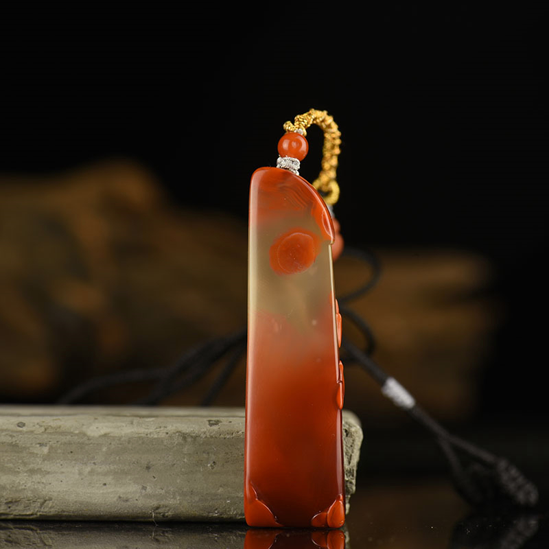 保山天然冰飘南红花开见佛吊坠-红掌柜