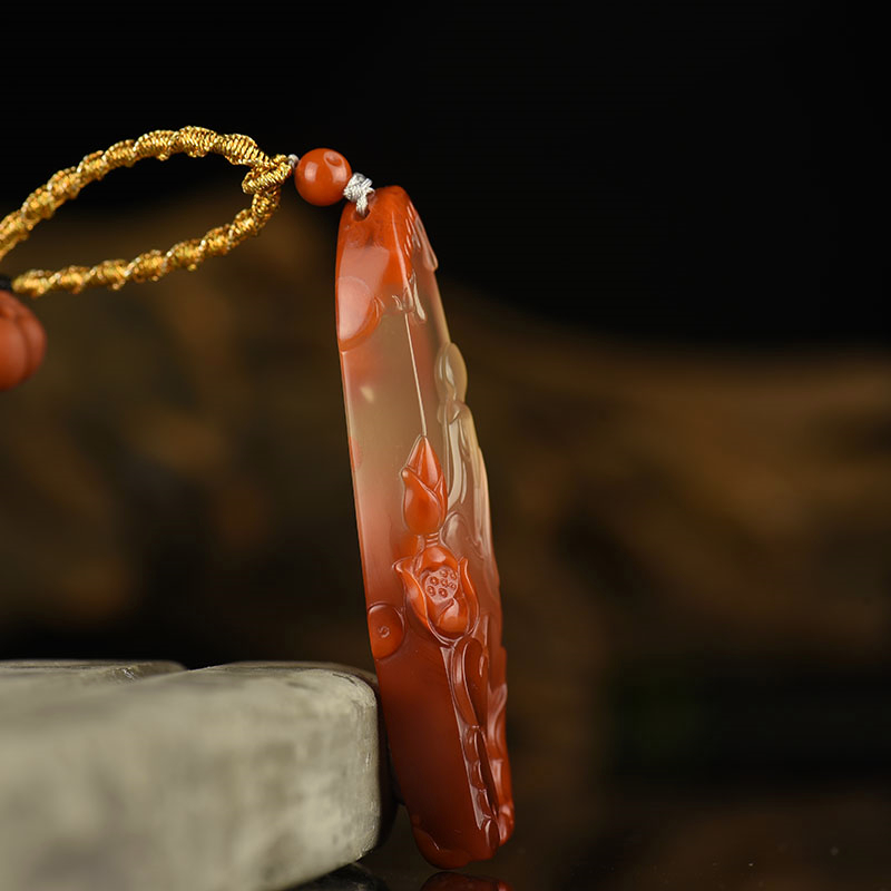 冰飘南红花开见佛吊坠-红掌柜