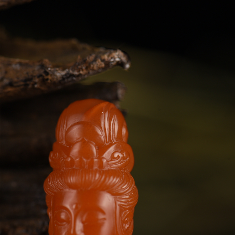 天然南红观音头-红掌柜