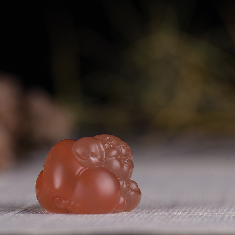 天然南红福猪吊坠-红掌柜