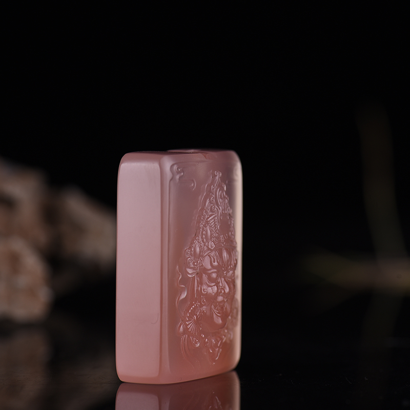 冰红南红黄财神吊坠-红掌柜