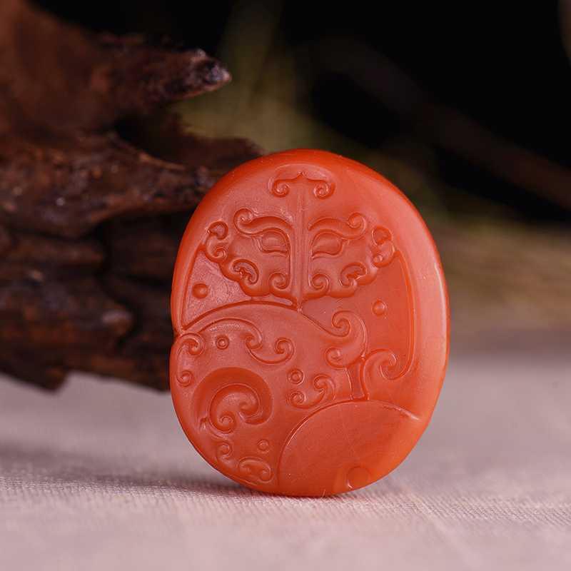 柿子红南红龙之守护吊坠-红掌柜