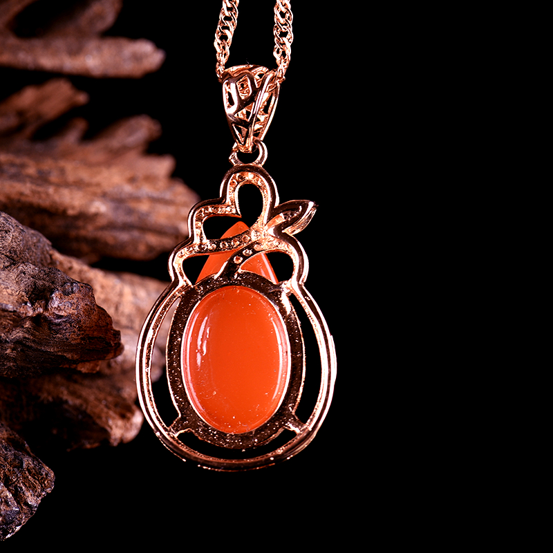 银镶锆石樱桃红南红吊坠-红掌柜