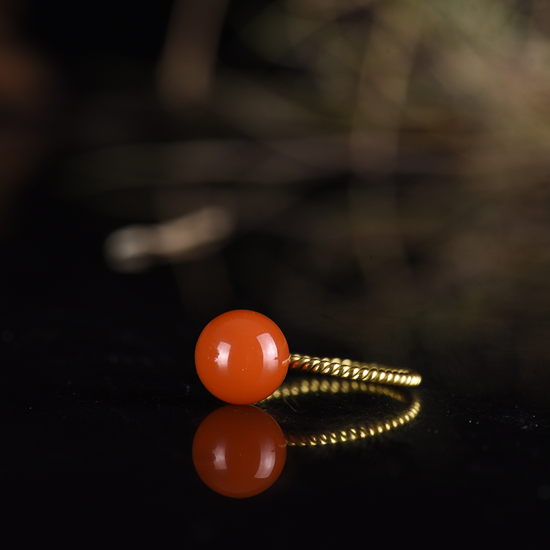 樱桃红南红戒指-红掌柜