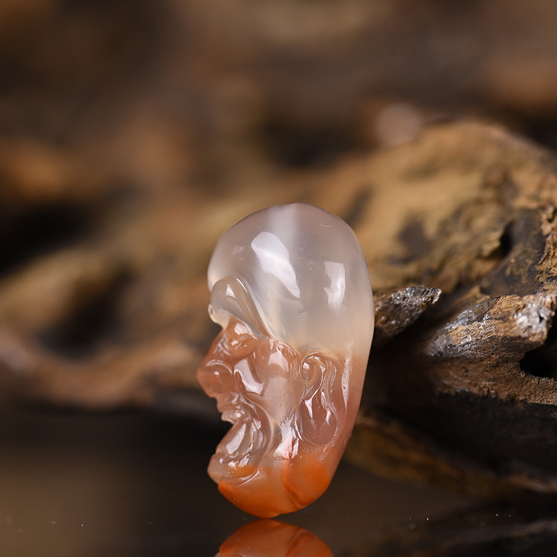 川料冰飘柿子红南红罗汉配饰-红掌柜