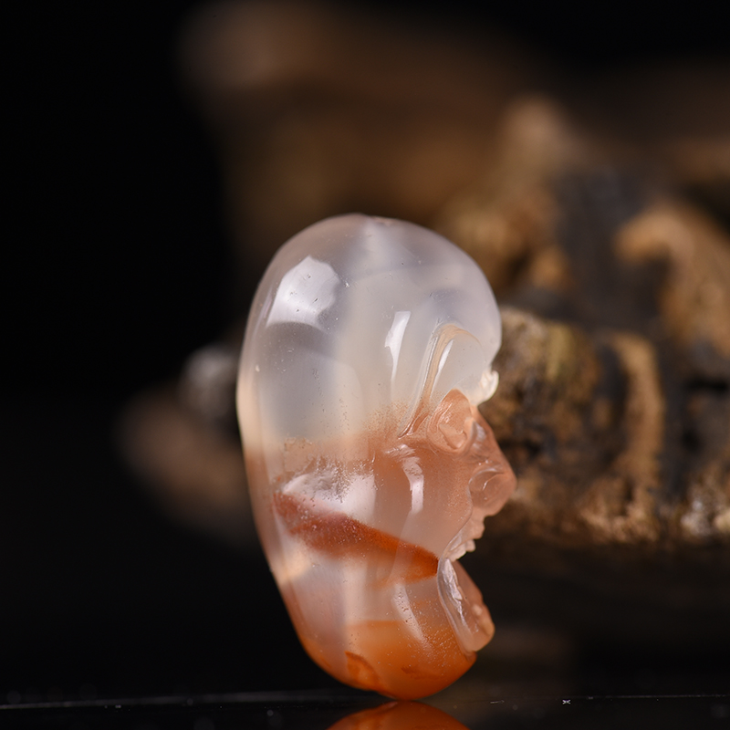 川料天然冰飘柿子红南红配饰-红掌柜