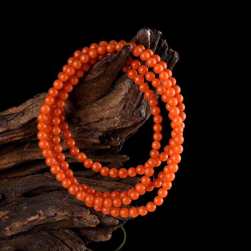 4.5mm柿子红南红多圈手串-红掌柜