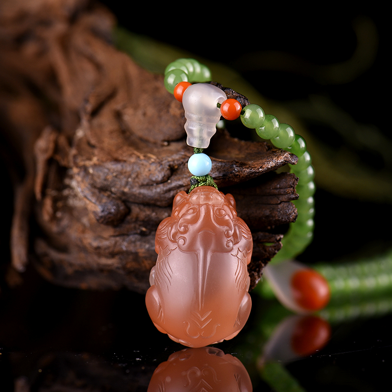 冻料樱桃红南红貔貅项链-红掌柜