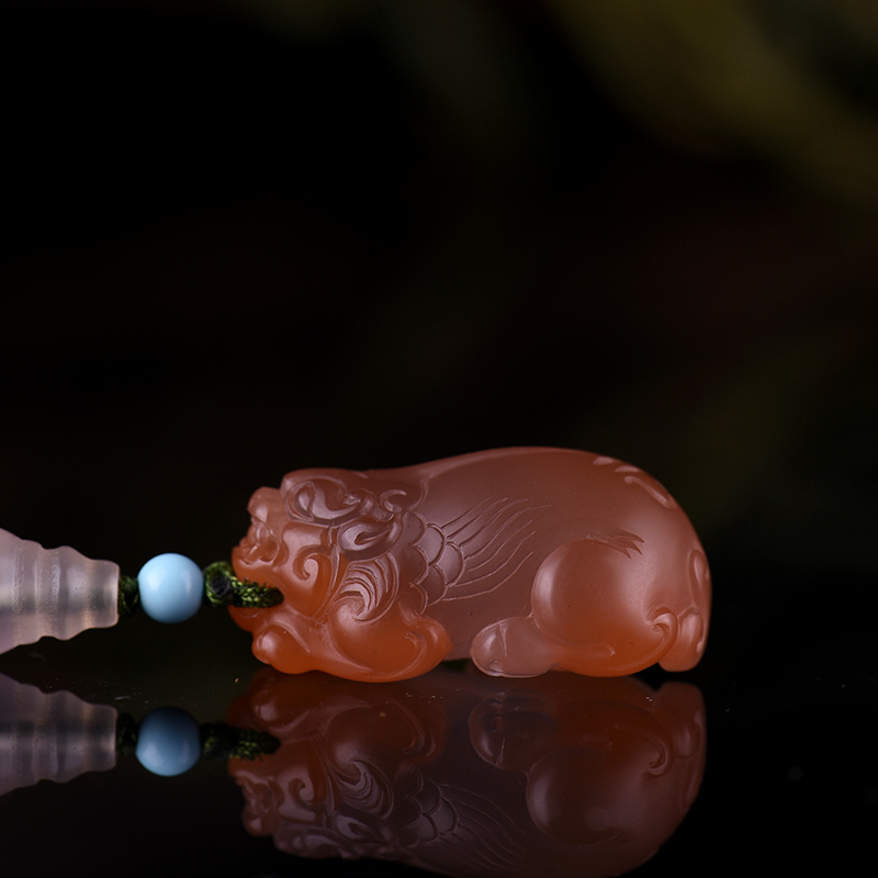 樱桃红南红貔貅项链-红掌柜