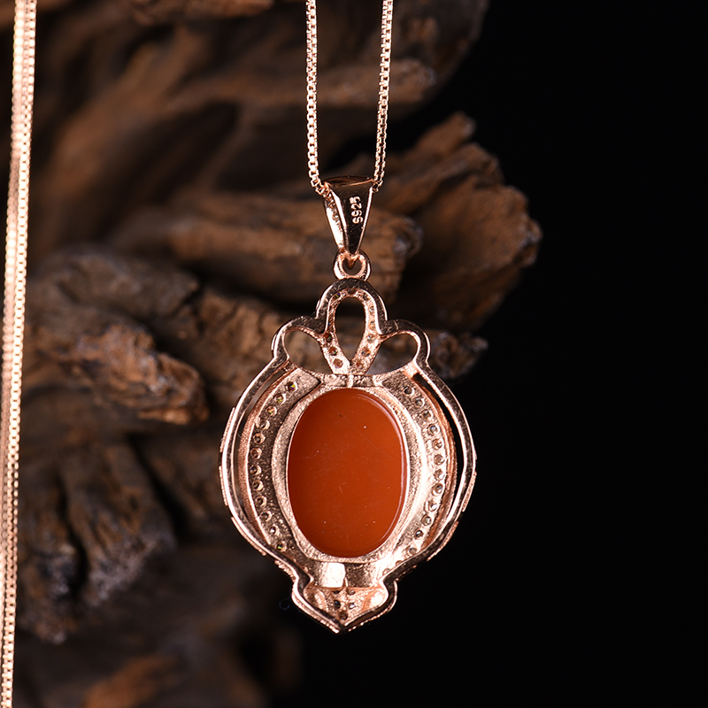 银镶南红吊坠-红掌柜