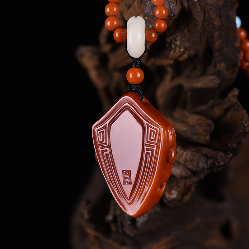 天然南红守护吊坠-红掌柜