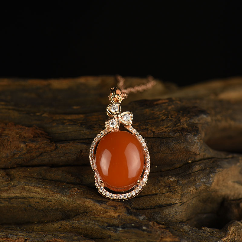 银镶天然四川钻樱桃红南红套装-红掌柜