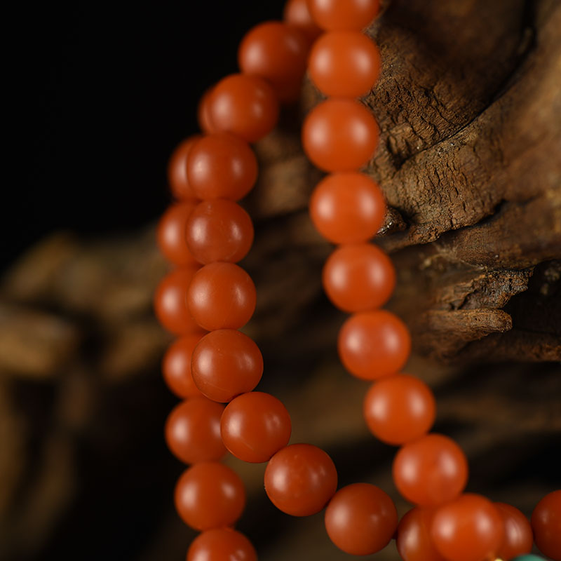 天然云南柿子红南红多圈手串两用款-红掌柜