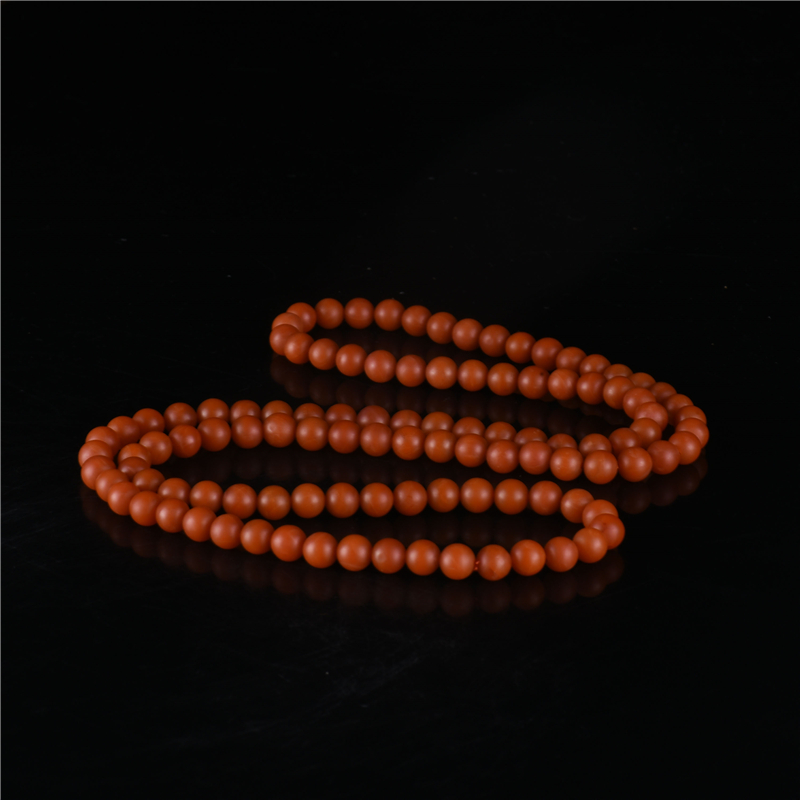天然柿子红南红108佛珠多圈手串-红掌柜
