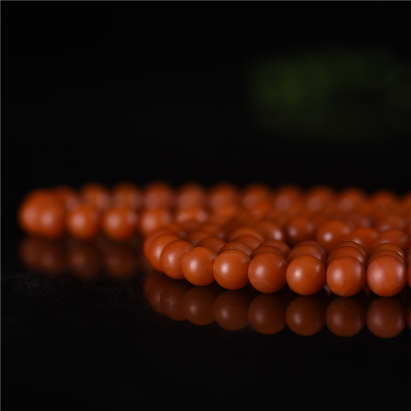 天然南红108佛珠多圈手串-红掌柜