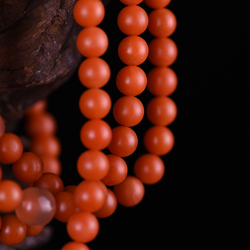 柿子红南红108项链-红掌柜