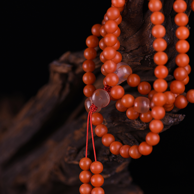 柿子红南红108佛珠-红掌柜