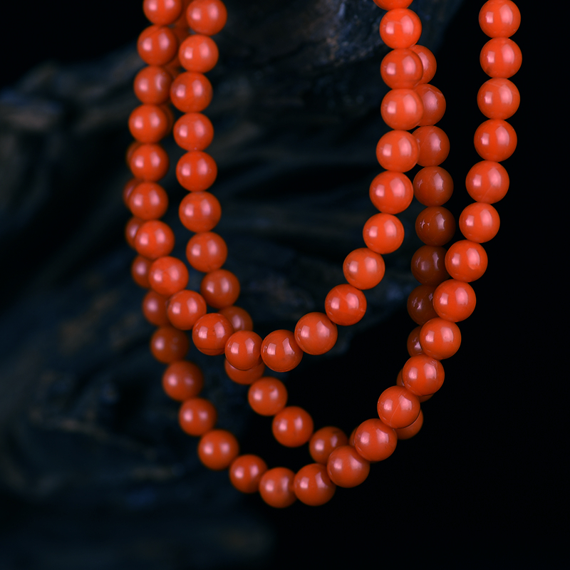 柿子红南红多圈手串-红掌柜