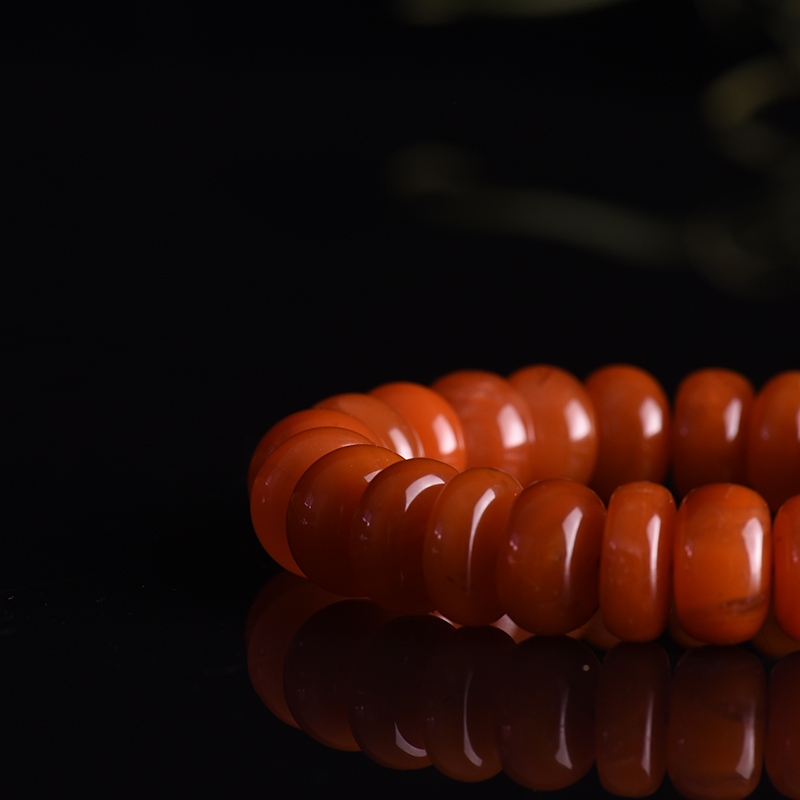 天然樱桃红南红如意算盘单圈手串-红掌柜