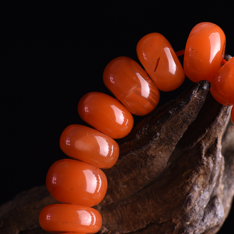 樱桃红南红如意算盘单圈手串-红掌柜