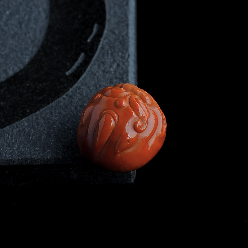 九口南红貔貅戒面-红掌柜