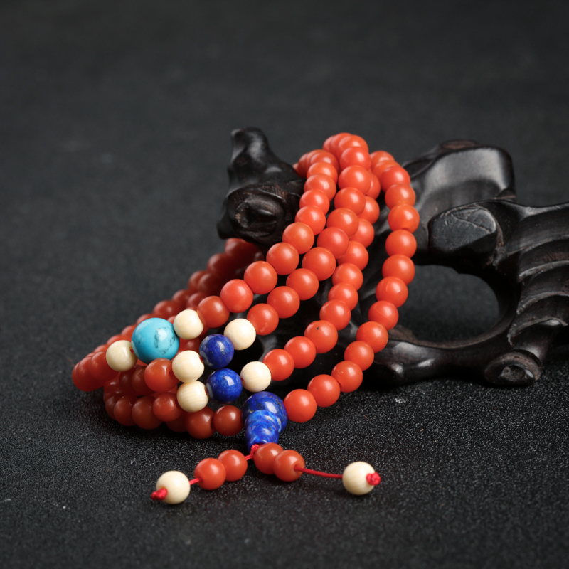 5mm保山柿子红南红108佛珠-红掌柜