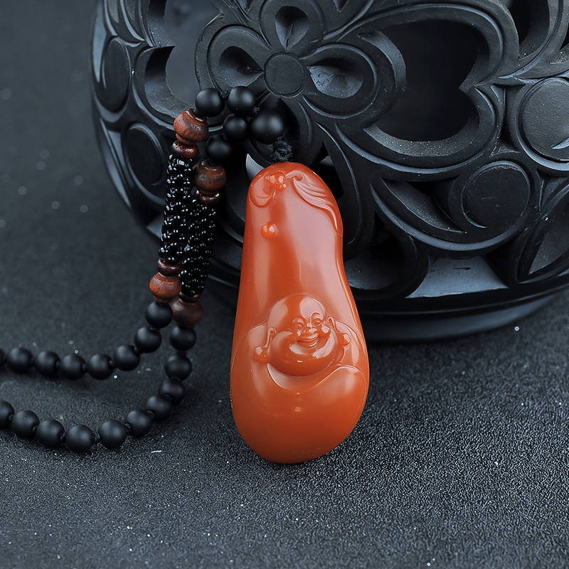 保山南红笑佛吊坠-红掌柜