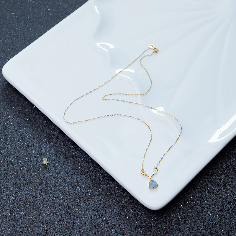 18K欧泊锁骨链-红掌柜