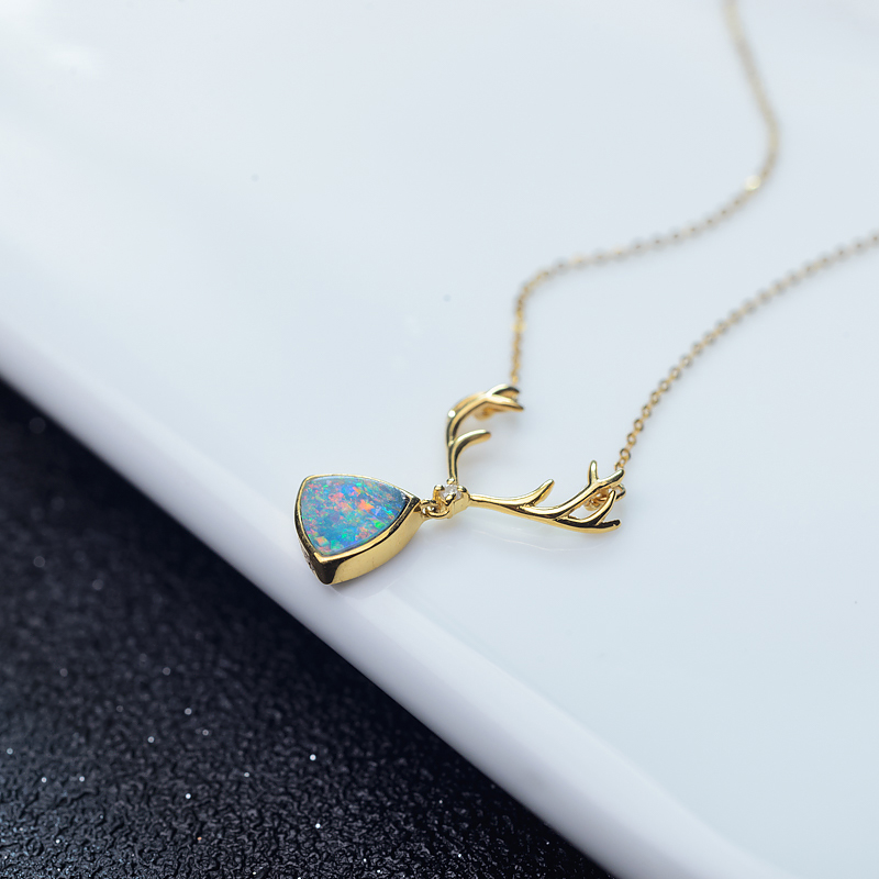 天然欧泊锁骨链-红掌柜