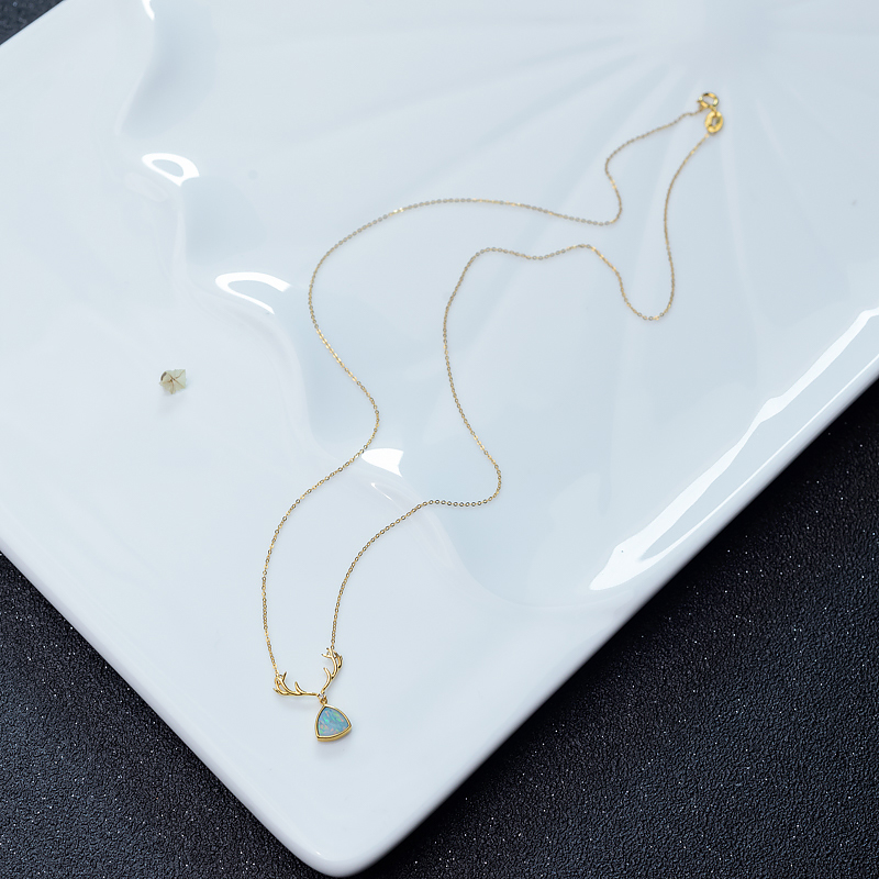 18K欧泊锁骨链-红掌柜