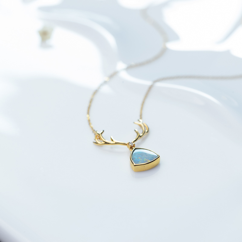 18K欧泊锁骨链-红掌柜