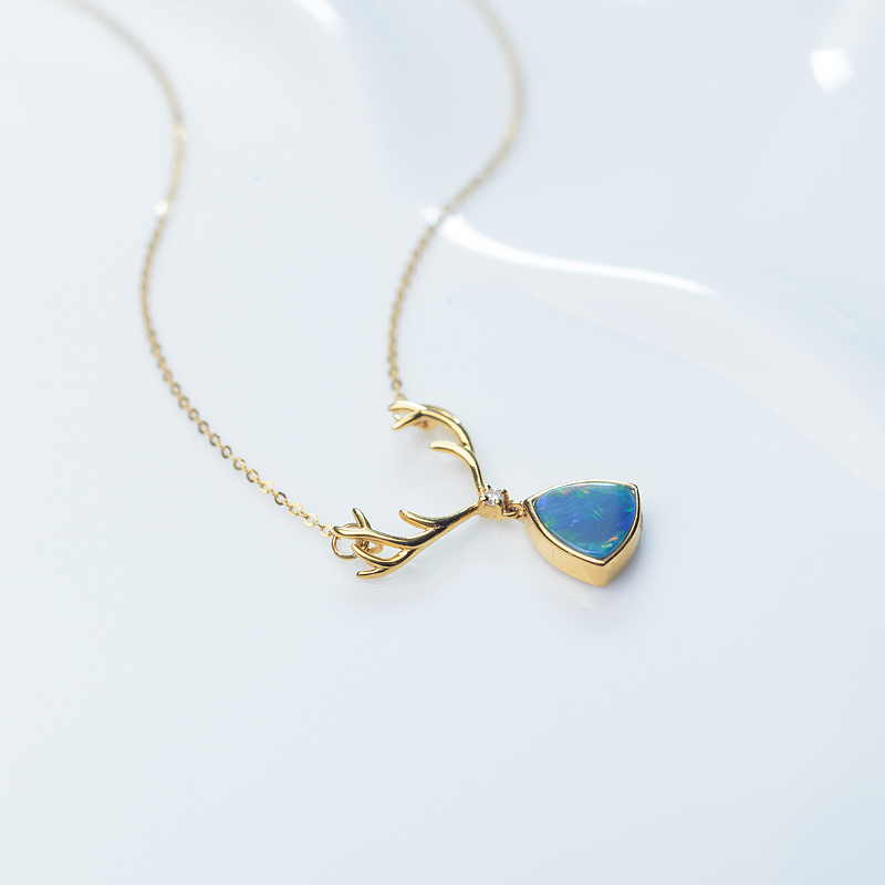 天然欧泊锁骨链-红掌柜