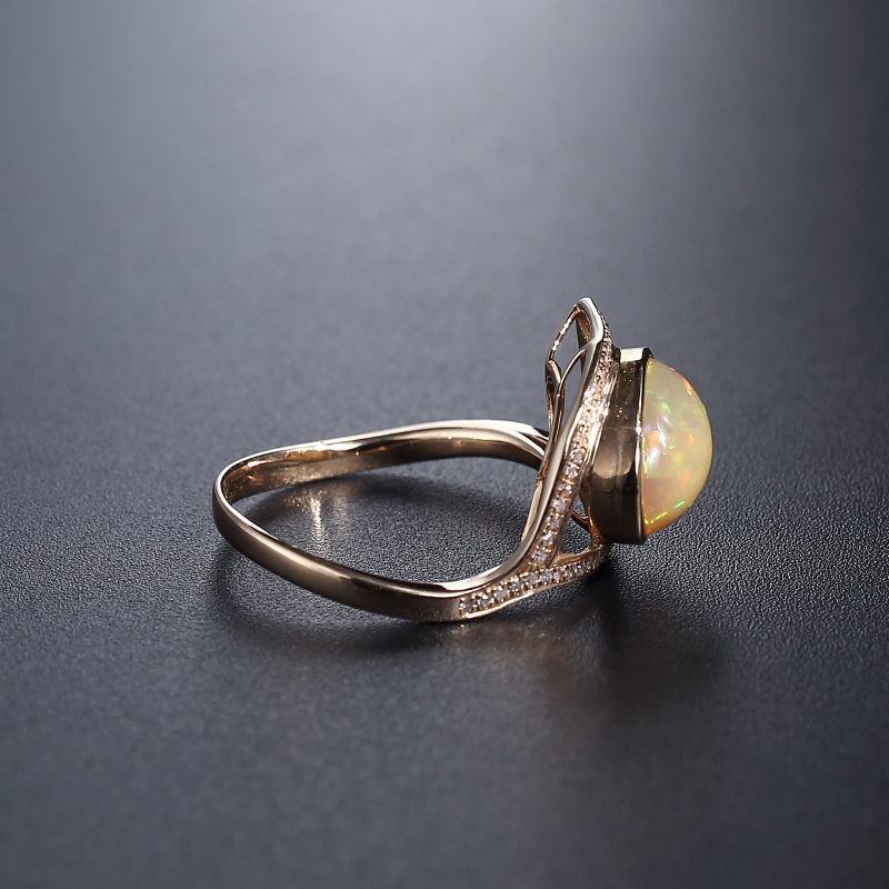 18K镶天然欧泊戒指-红掌柜