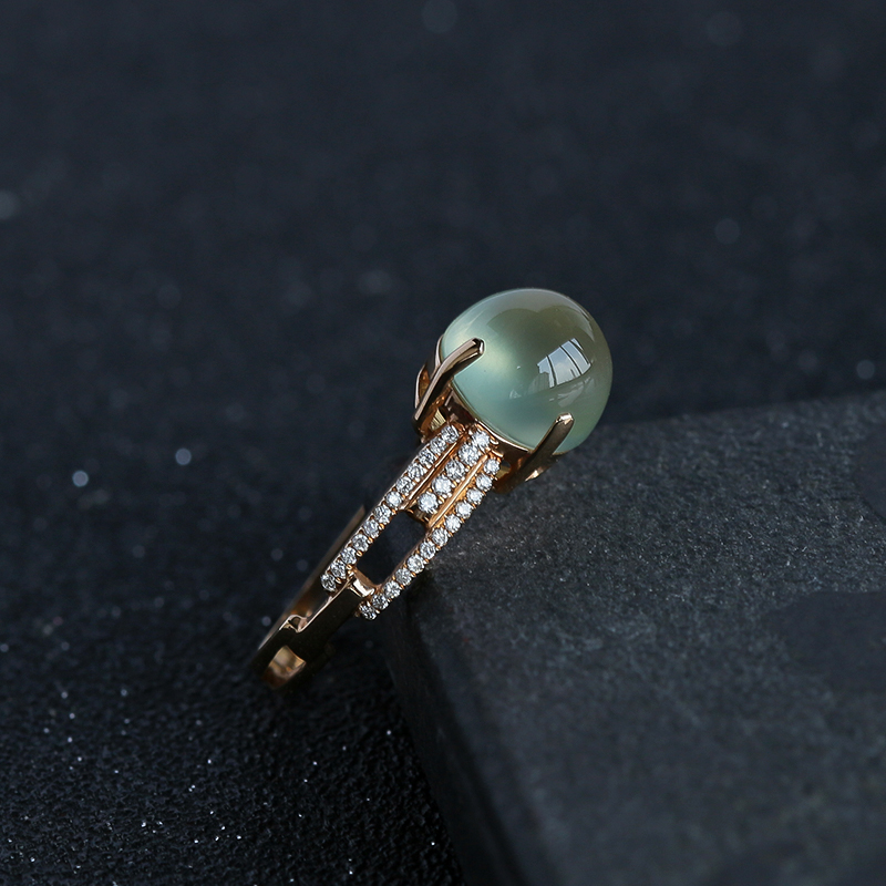 18K玫瑰金镶葡萄石戒指-红掌柜珠宝