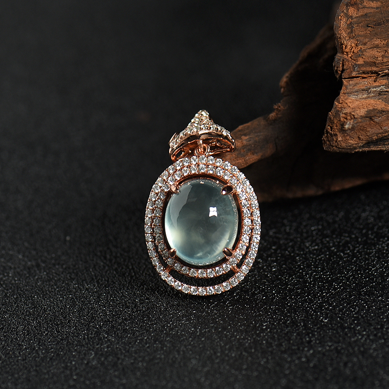 银镶俄罗斯天然葡萄石吊坠-红掌柜