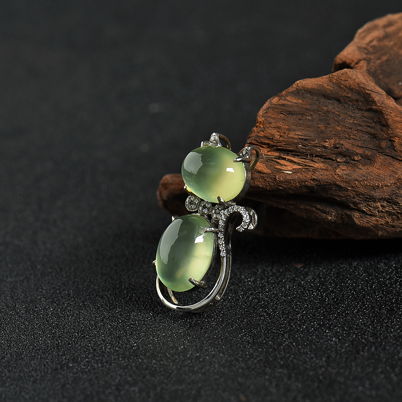 银镶天然葡萄石吊坠-红掌柜