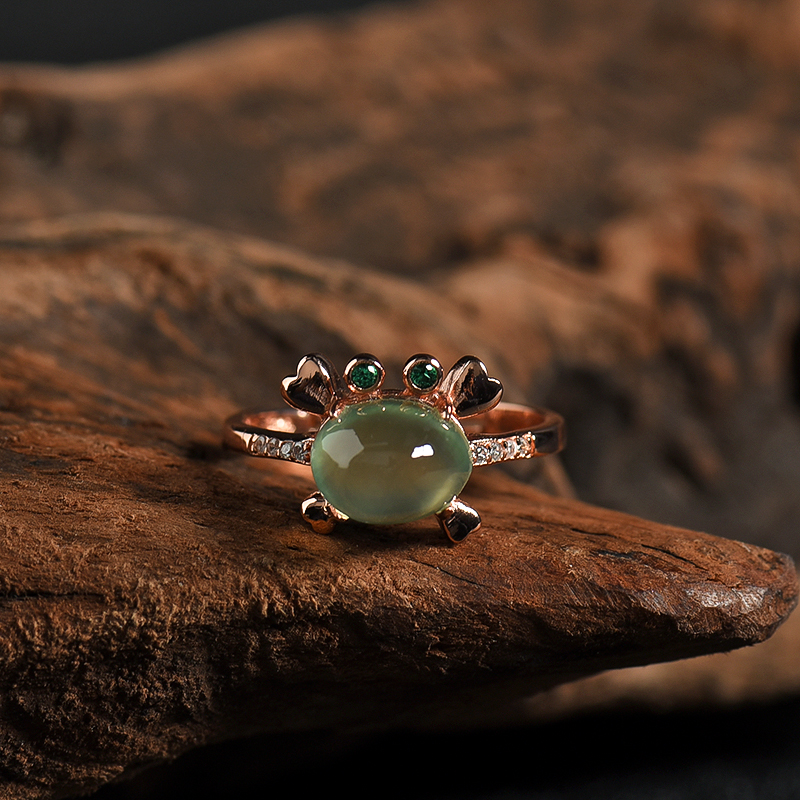 银镶俄罗斯天然葡萄石戒指-红掌柜