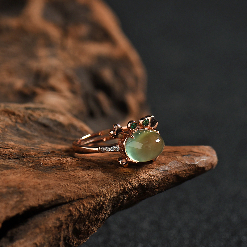 俄罗斯天然葡萄石戒指-红掌柜