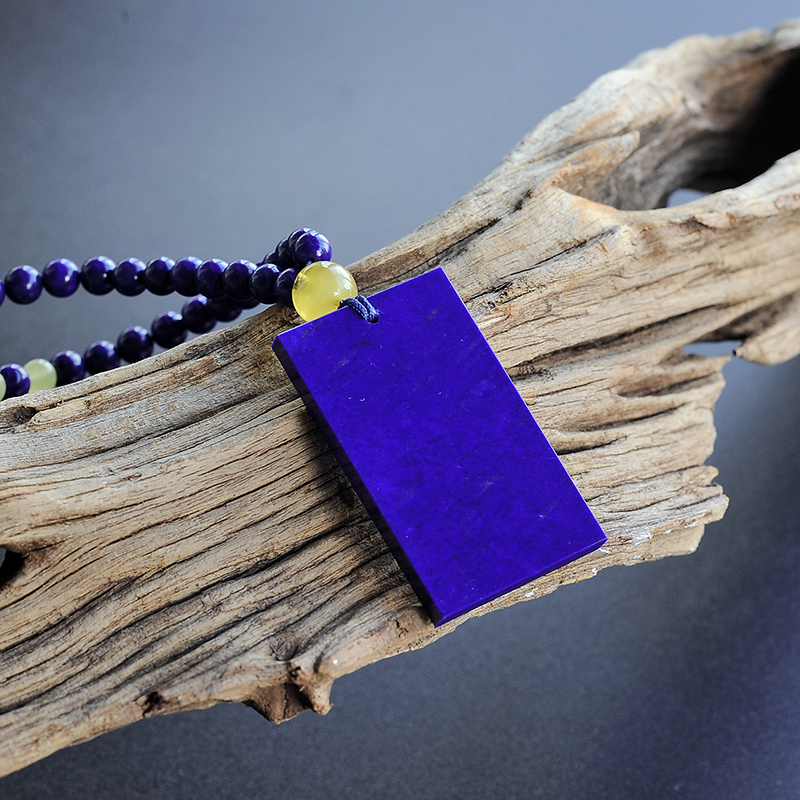 蜜蜡配青金石挂牌-红掌柜