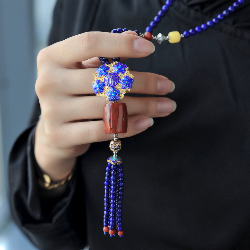 青金石毛衣链-红掌柜