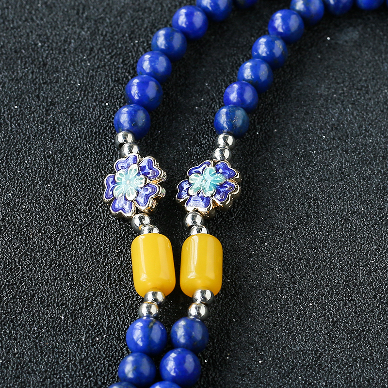 青金蜜蜡毛衣链 - 红掌柜珠宝