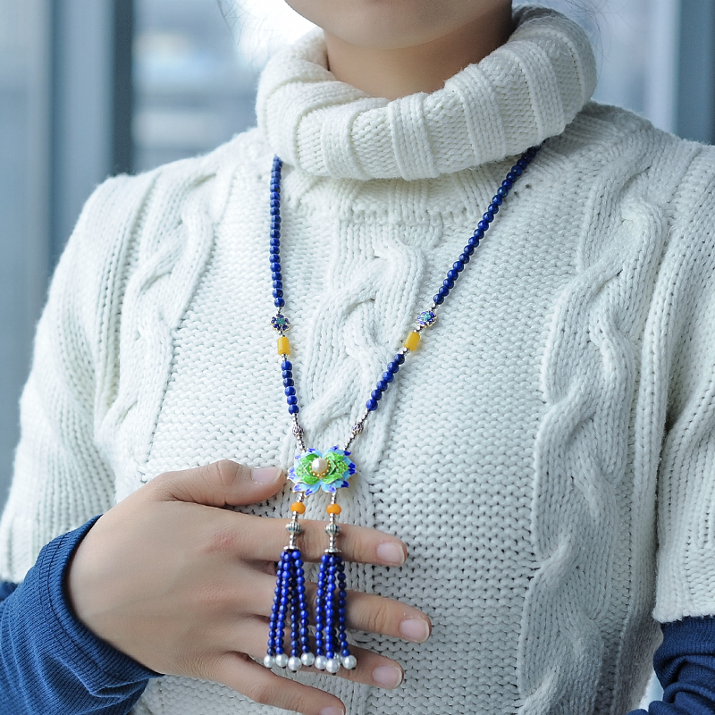 青金石毛衣链-红掌柜